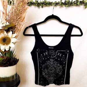 Black moon crop tank top